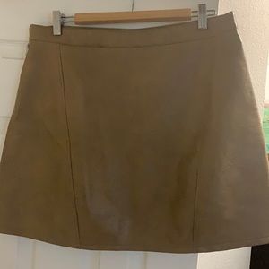 Zara Tan Faux Leather MIdi skirt